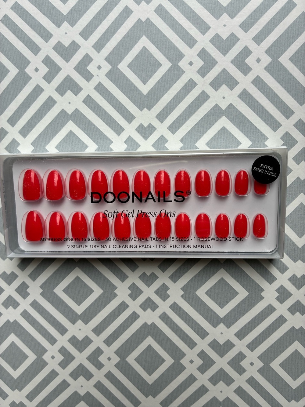 Doonails Reusable Bright Red Soft Gel Press-On Nails